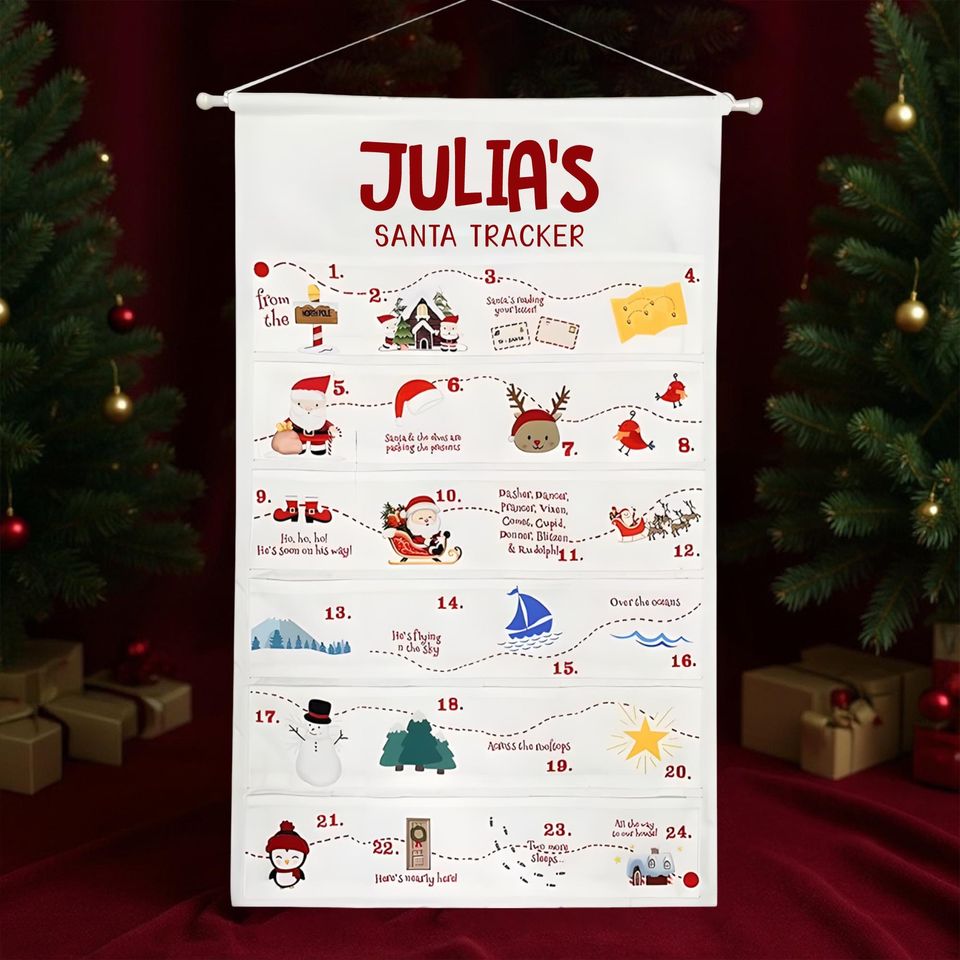 Personalized Fabric Advent Calendar with Handcrafted Forest Theme Christmas Countdown for Kids and Families