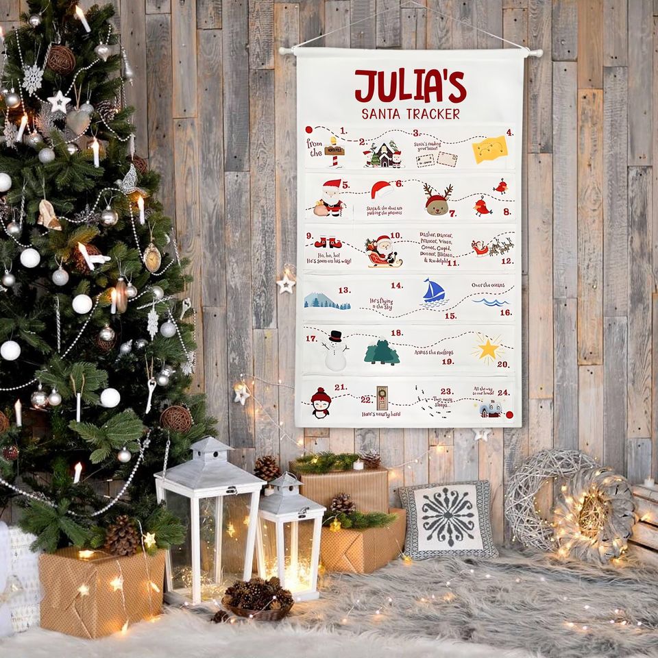 Personalized Fabric Advent Calendar with Handcrafted Forest Theme Christmas Countdown for Kids and Families