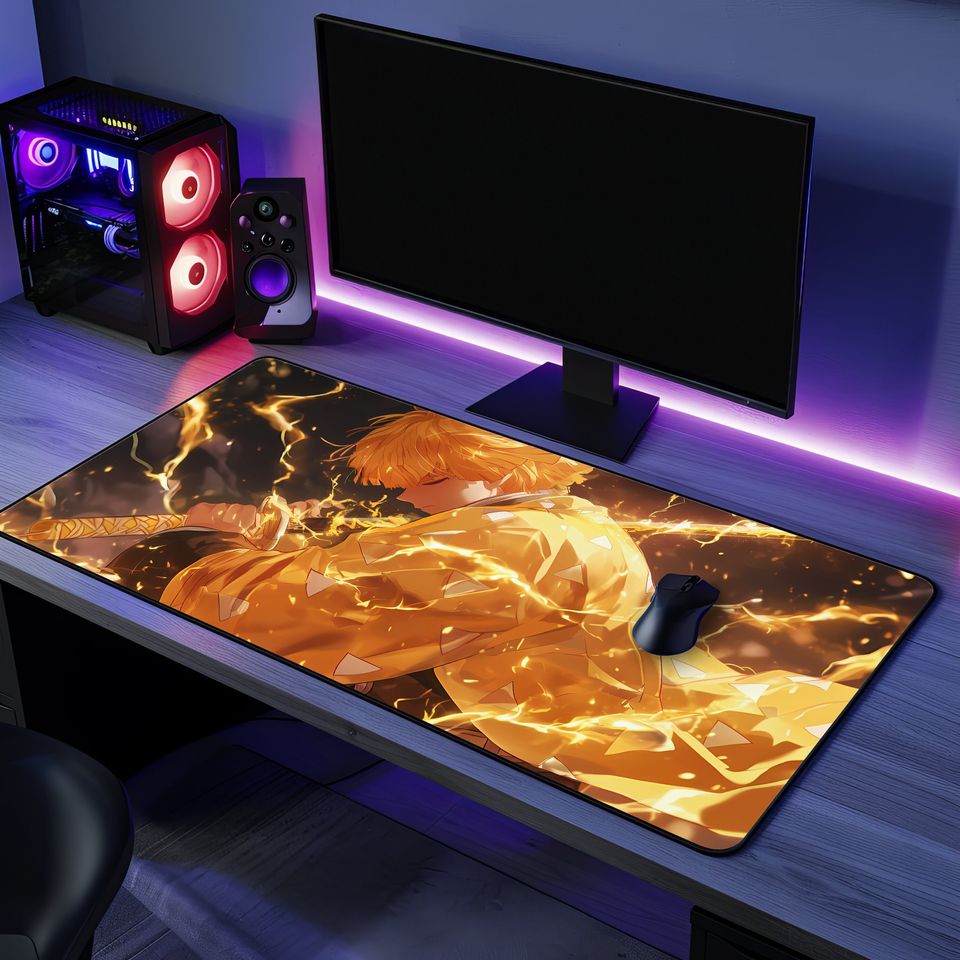 Anime LED Gaming Mousepad  Personalized RGB Desk Mat  Otaku Gift for Gamers  Large Size, Light Up, Shonen Anime Art