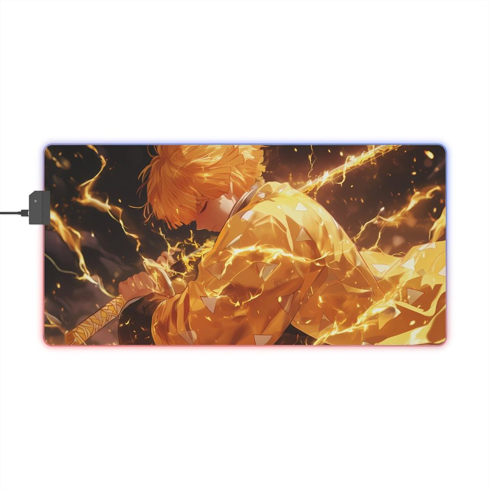 Anime LED Gaming Mousepad  Personalized RGB Desk Mat  Otaku Gift for Gamers  Large Size, Light Up, Shonen Anime Art