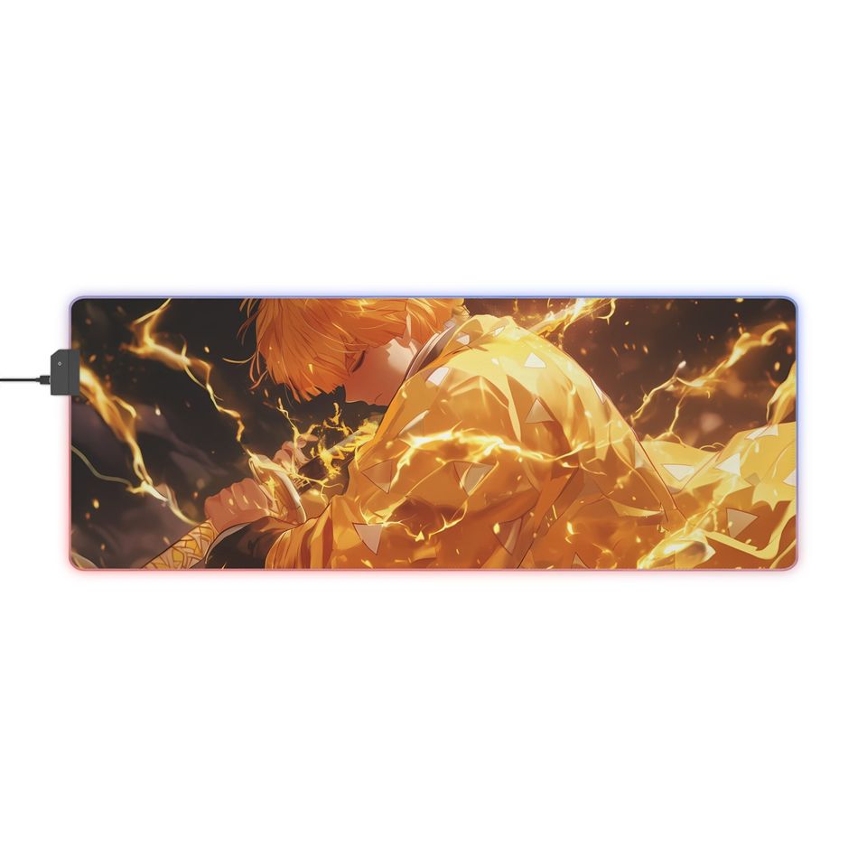 Anime LED Gaming Mousepad  Personalized RGB Desk Mat  Otaku Gift for Gamers  Large Size, Light Up, Shonen Anime Art