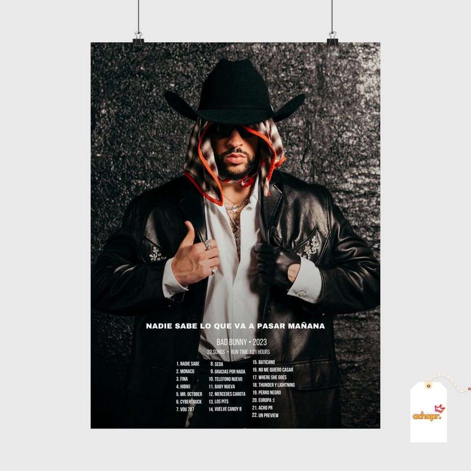Bad Bunny poster, Bad Bunny Gifts, Poster gift, Pop music poster