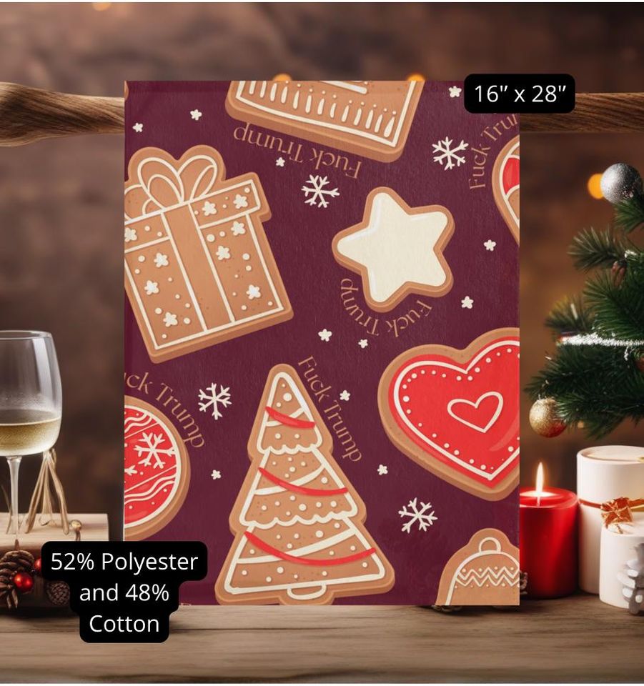Subtle Anti-Trump Tea Towel, Subtle christmas Style Design, Funny Political Kitchen gift
