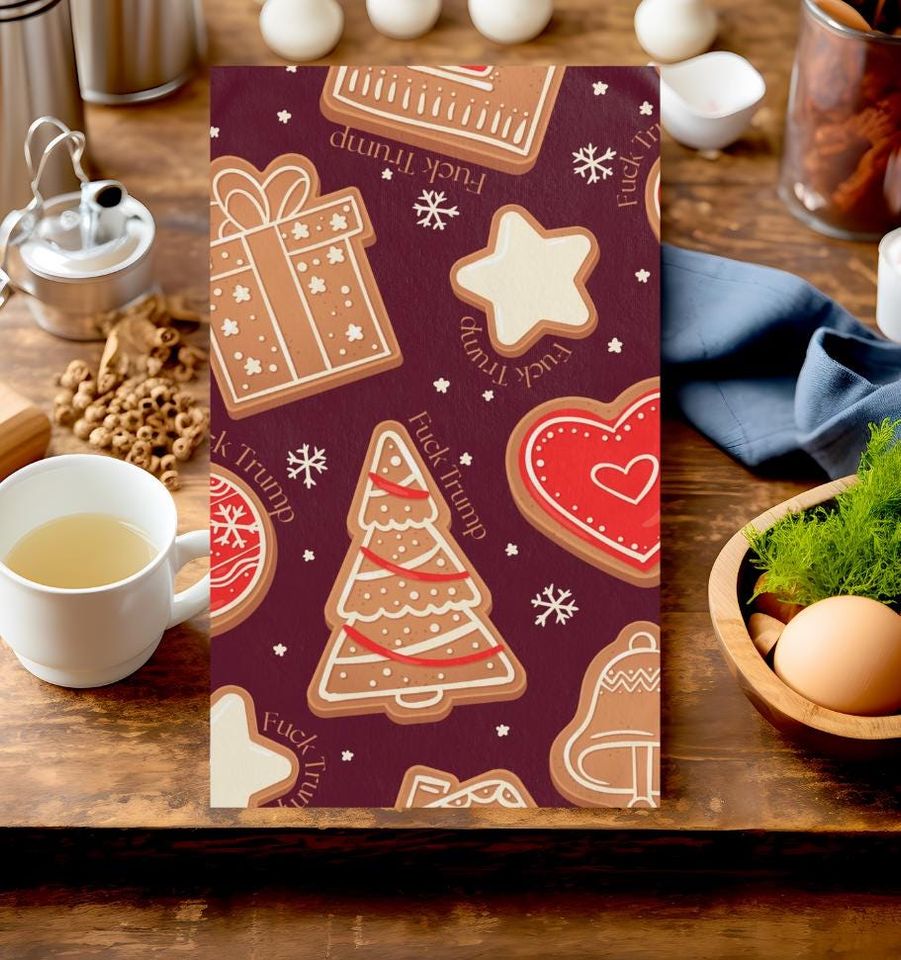 Subtle Anti-Trump Tea Towel, Subtle christmas Style Design, Funny Political Kitchen gift