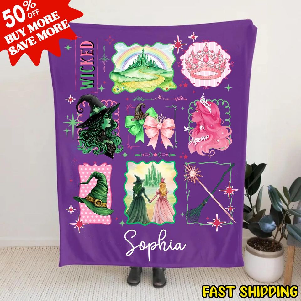 Custom Wicked Changed for Good Fleece Blanket, Witchy Throw Blanket