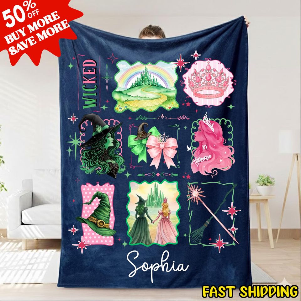Custom Wicked Changed for Good Fleece Blanket, Witchy Throw Blanket