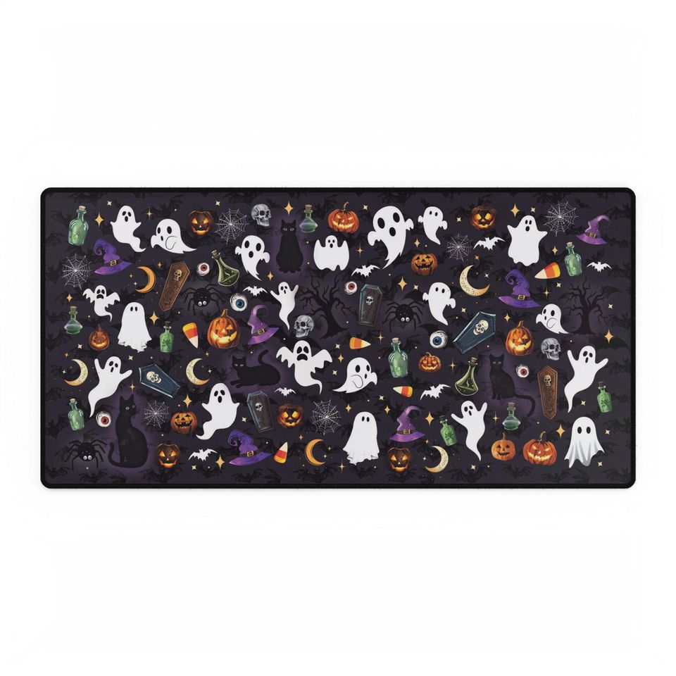 Spooky Halloween Desk Mat: Festive Pattern, Non-Slip Base