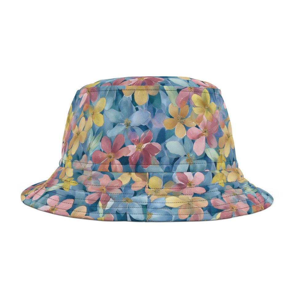 Sunny Flowers Bucket Hat, Durable Polyester Summer Hat