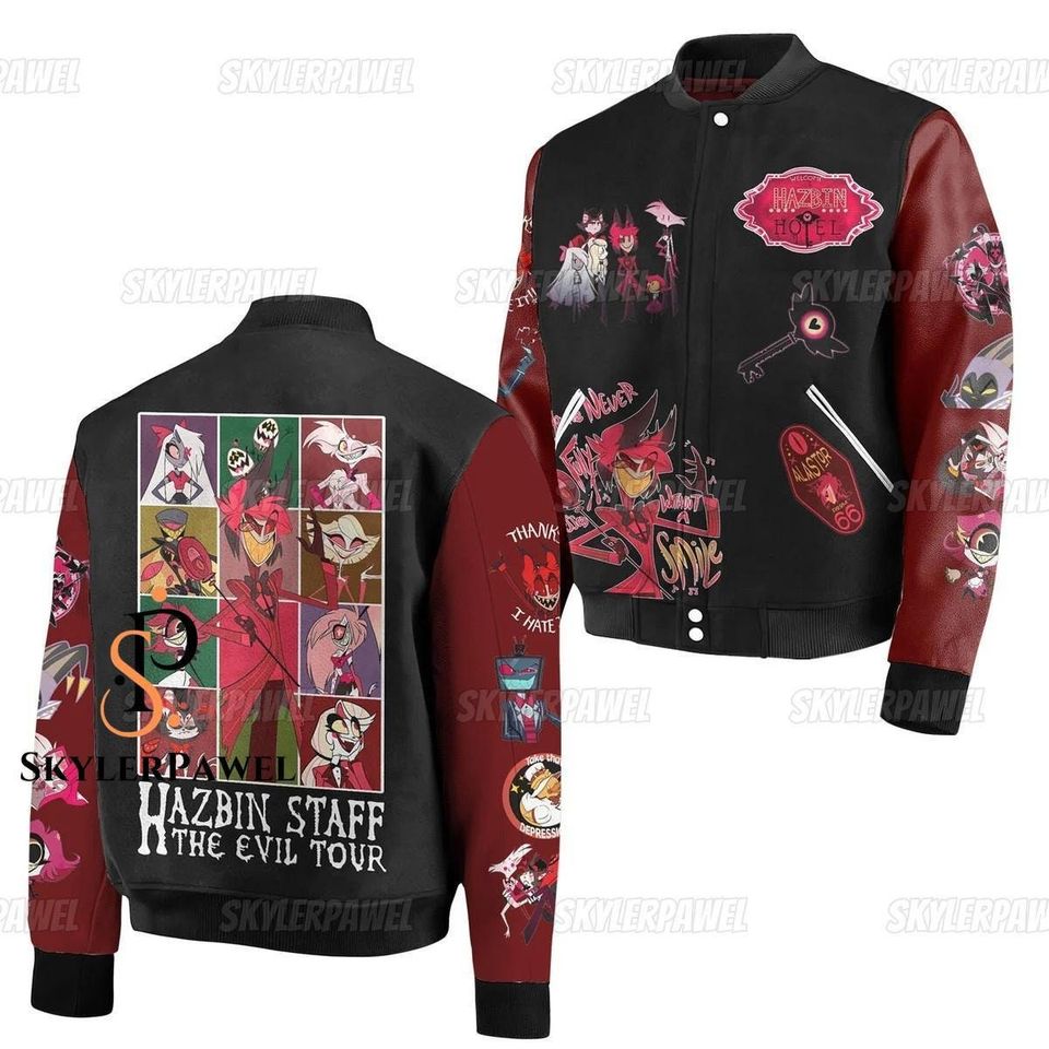 Hazbin Hotel Baseball Jacket, Hazbin Hotel Jacket, Hazbin Hotel Zipper Jackets, Alastor Baseball Jacket