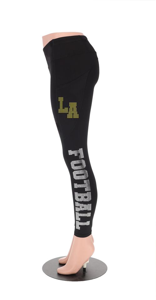 Los Angeles Football Leggings, Rhinestone Leggings, Ladies Football Style Sports Leggings, Football Yoga Leggings, Football Season leggings