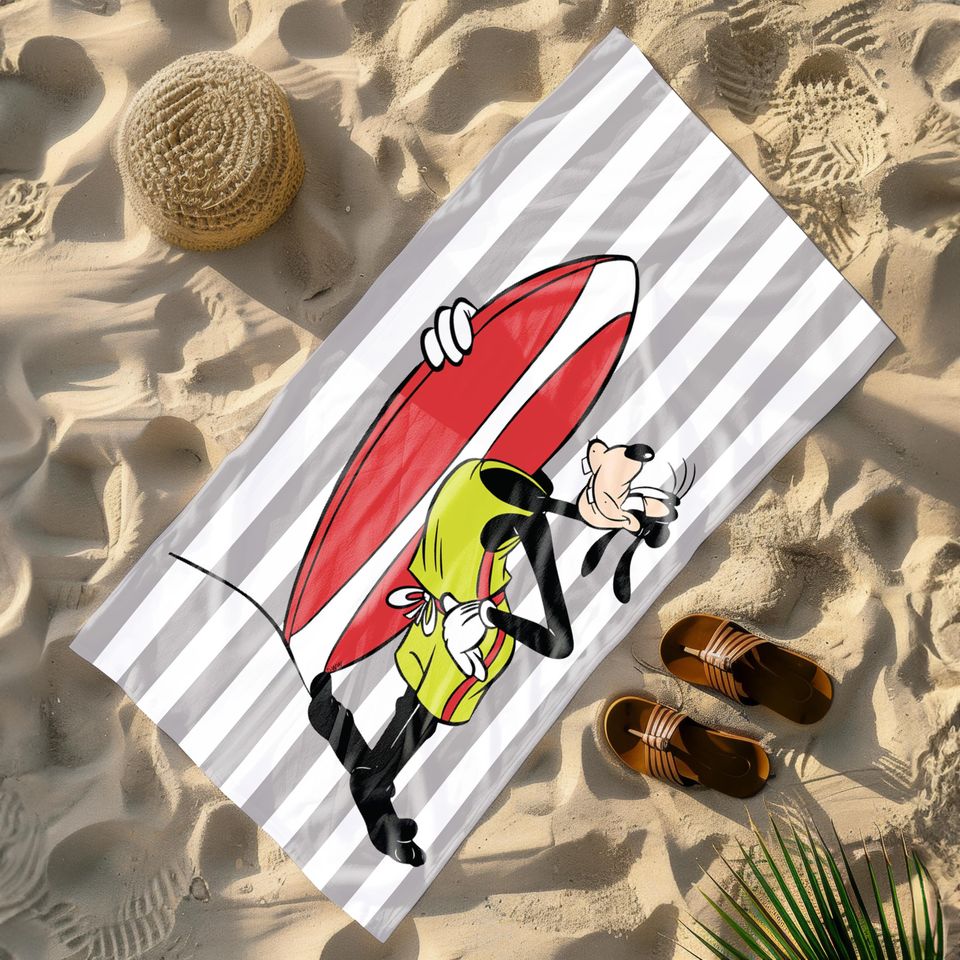 Goofy Surfboard Beach Towel,Striped Quick-Dry Summer Towel