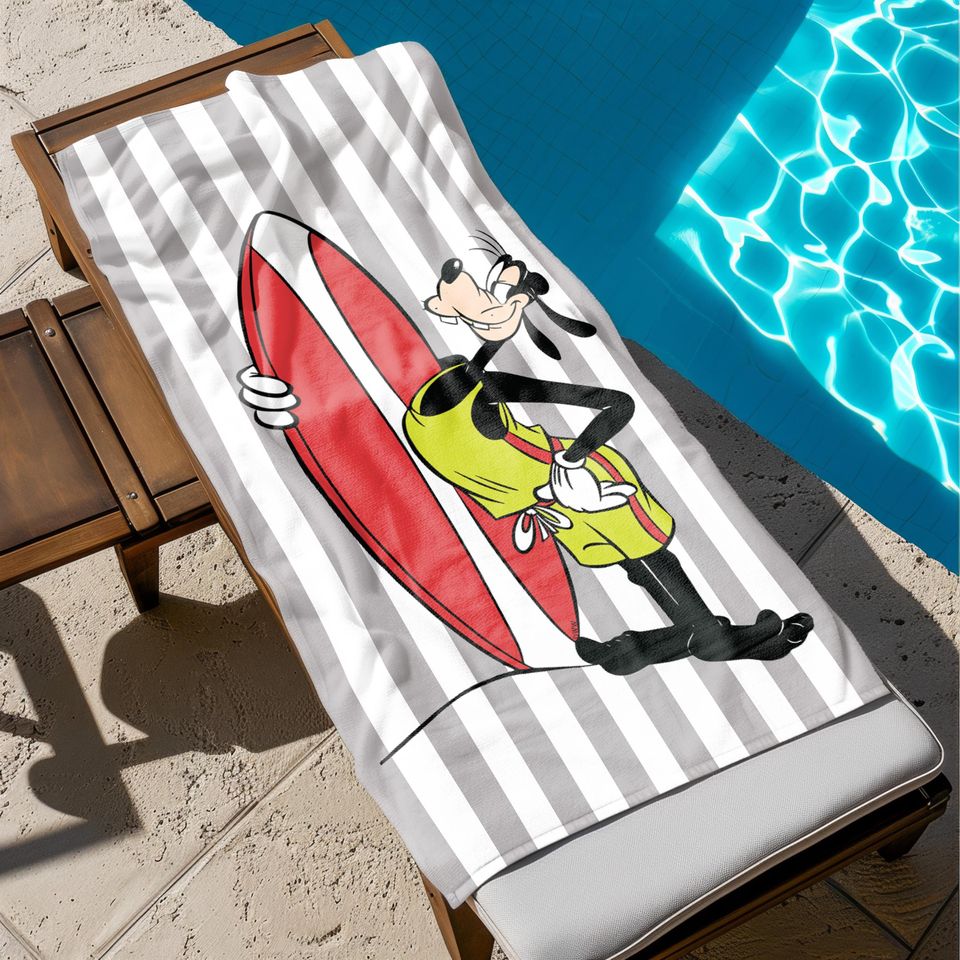 Goofy Surfboard Beach Towel,Striped Quick-Dry Summer Towel