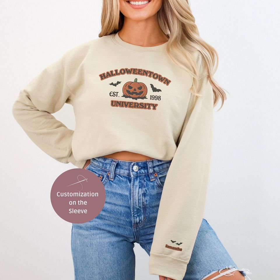 Custom Embroidered Halloween Sweatshirt, Embroidered Halloween town