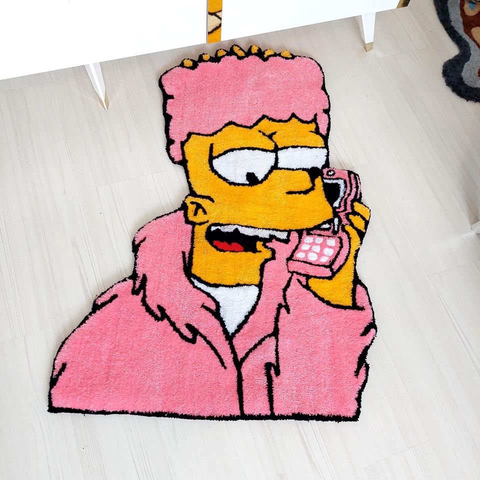Bart Tufted Rug, Simpsons Movie Rug, Handmade Custom Area Rug, Gift for Her