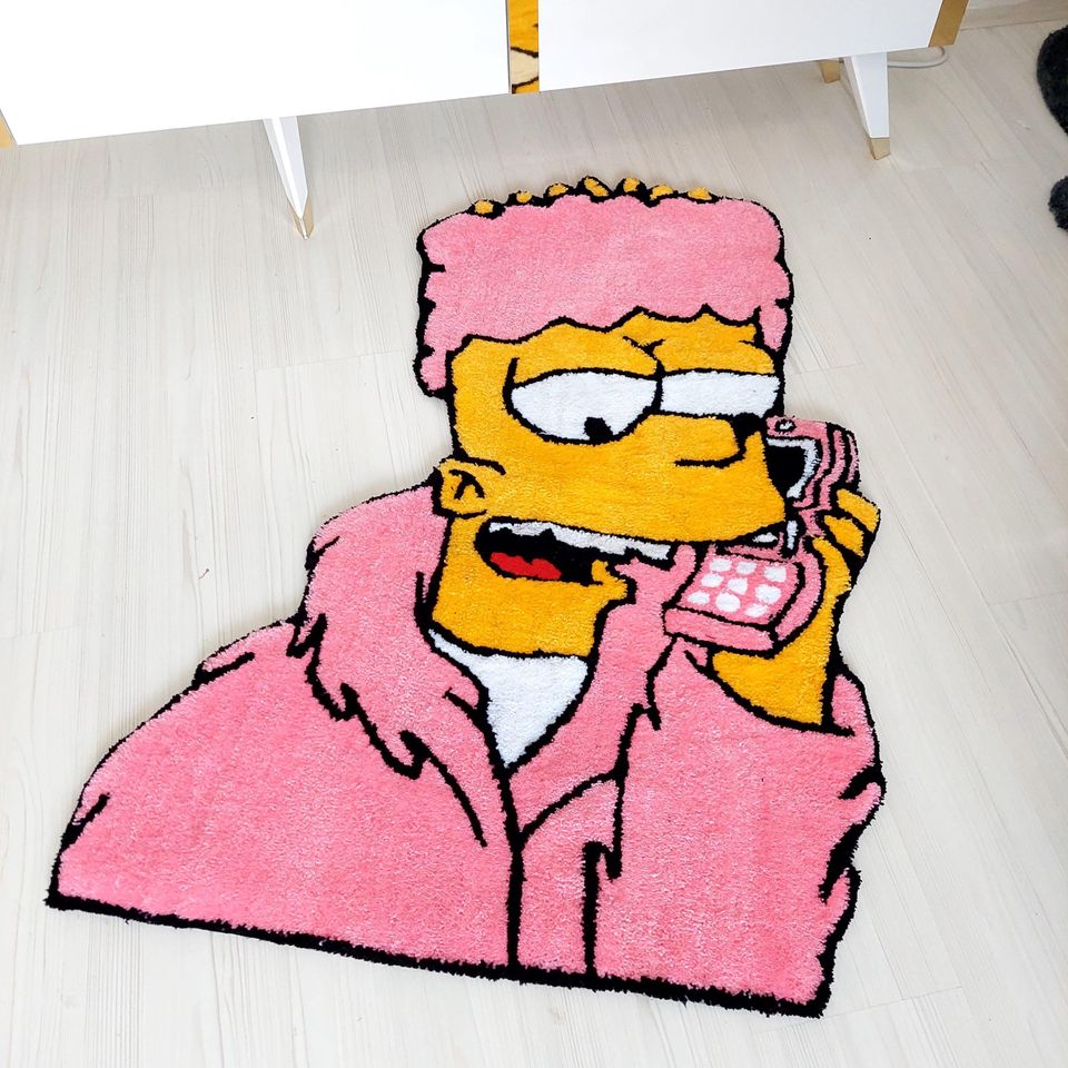 Bart Tufted Rug, Simpsons Movie Rug, Handmade Custom Area Rug, Gift for Her