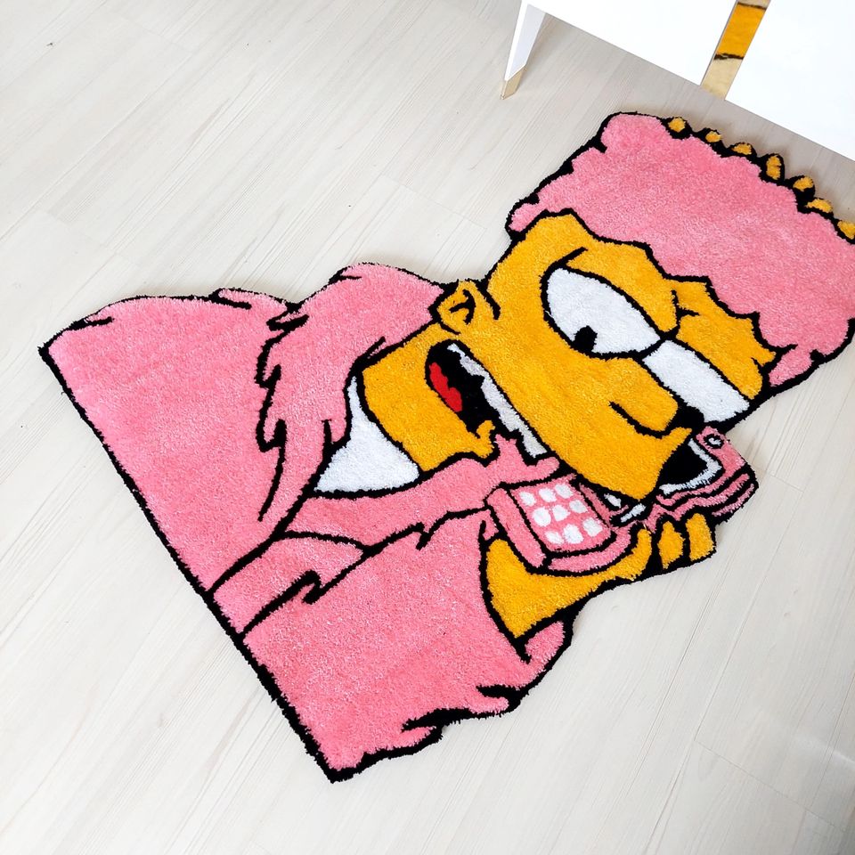 Bart Tufted Rug, Simpsons Movie Rug, Handmade Custom Area Rug, Gift for Her