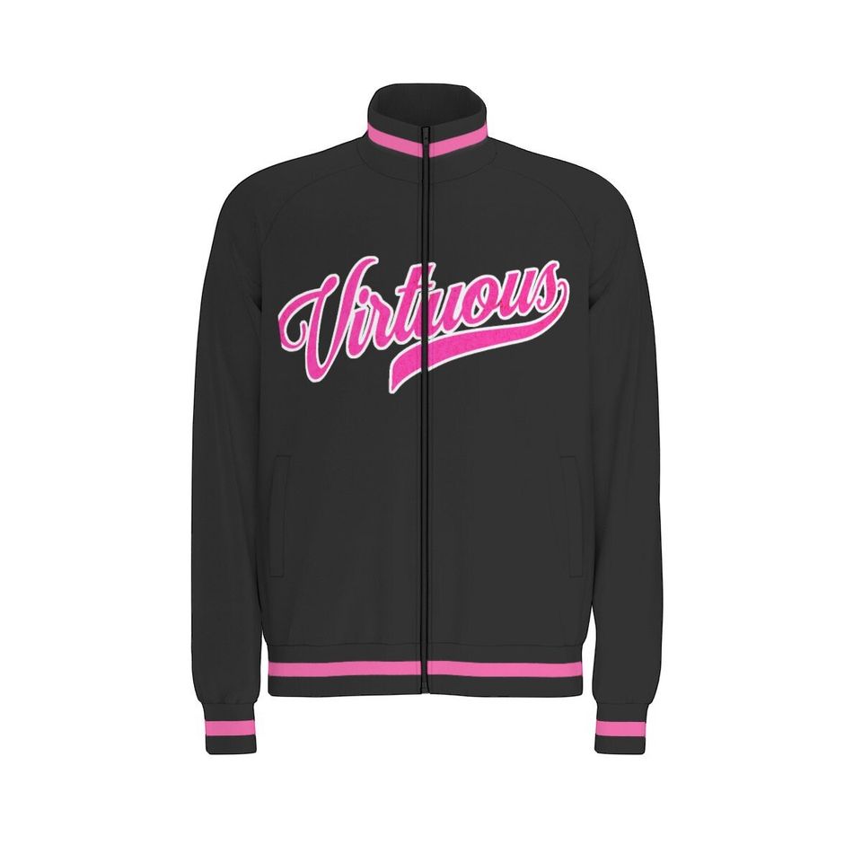 Virtous Black  Raglan-Sleeve Stand Collar Jacket