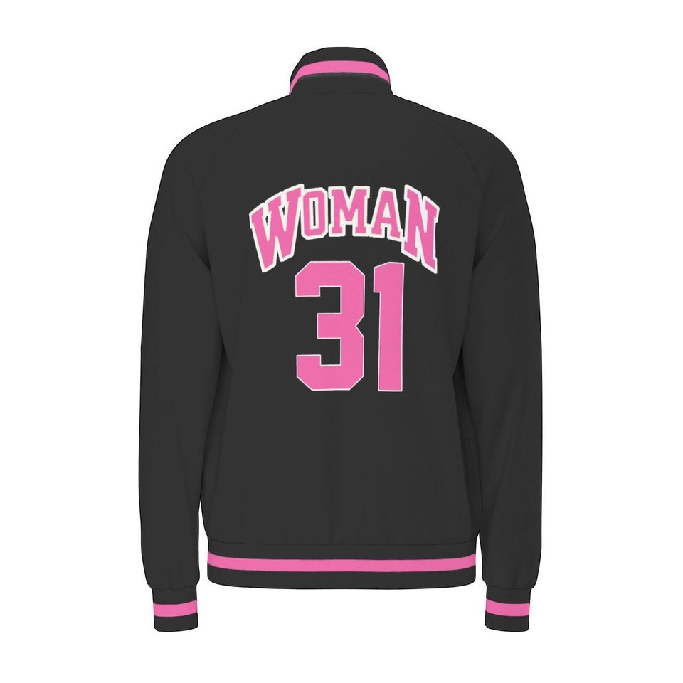 Virtous Black  Raglan-Sleeve Stand Collar Jacket