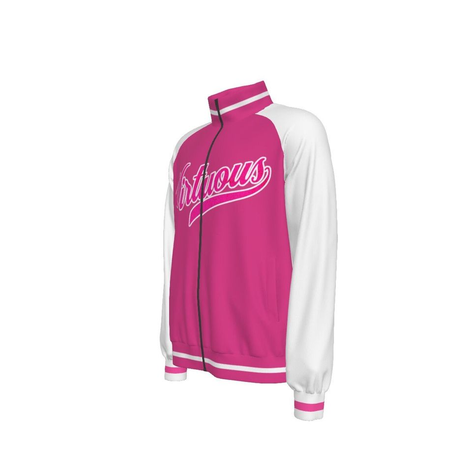 All-Over Print Men's Raglan-Sleeve Stand Collar Jacket