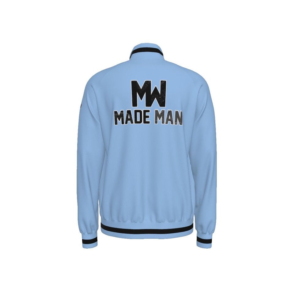 Baby blue Men's Raglan-Sleeve Stand Collar Jacket