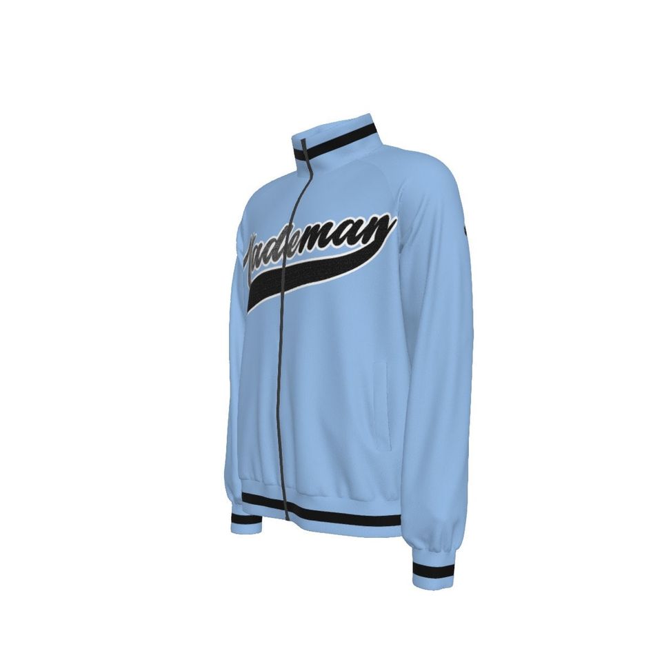 Baby blue Men's Raglan-Sleeve Stand Collar Jacket