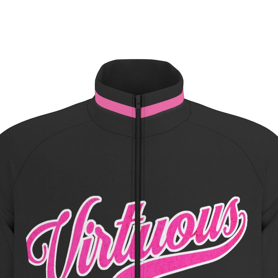 Virtous Black  Raglan-Sleeve Stand Collar Jacket