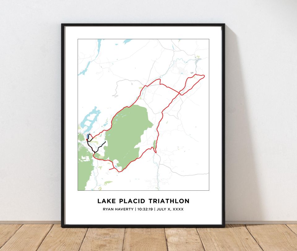 Lake Placid Triathlon Map: Personalized Triathlete Gift