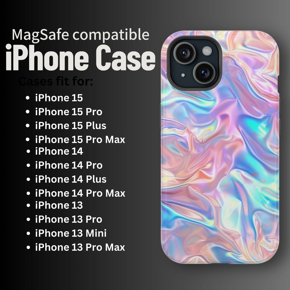 iPhone MagSafe Compatible Iridescent Print Phone Case Trendy Cute