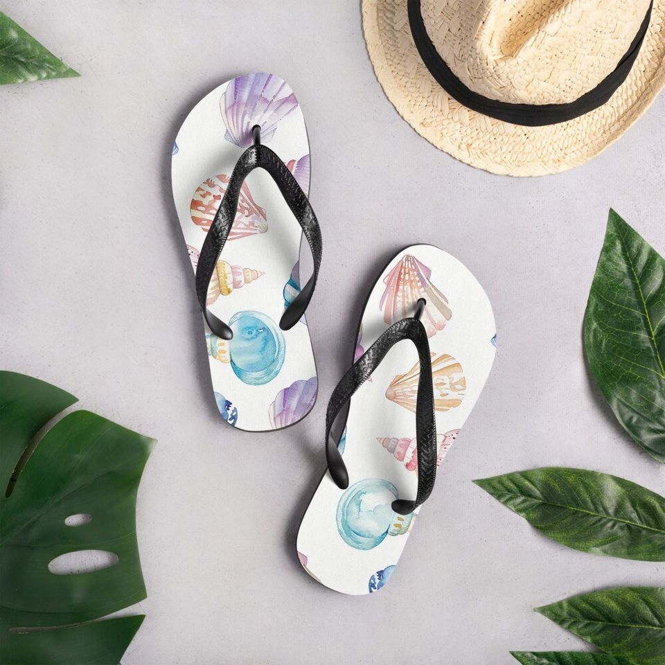 Seashells Flip-Flops - Summer Sandals, Beach Shoes