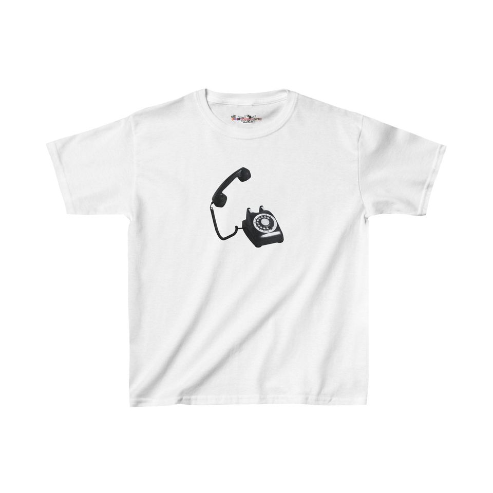 Vintage Telephone Tee, Trendy Y2K Baby Tee, 90s Baby Tee, Vintage Tee, Aesthetic Retro Tee, 90s Grunge Tee