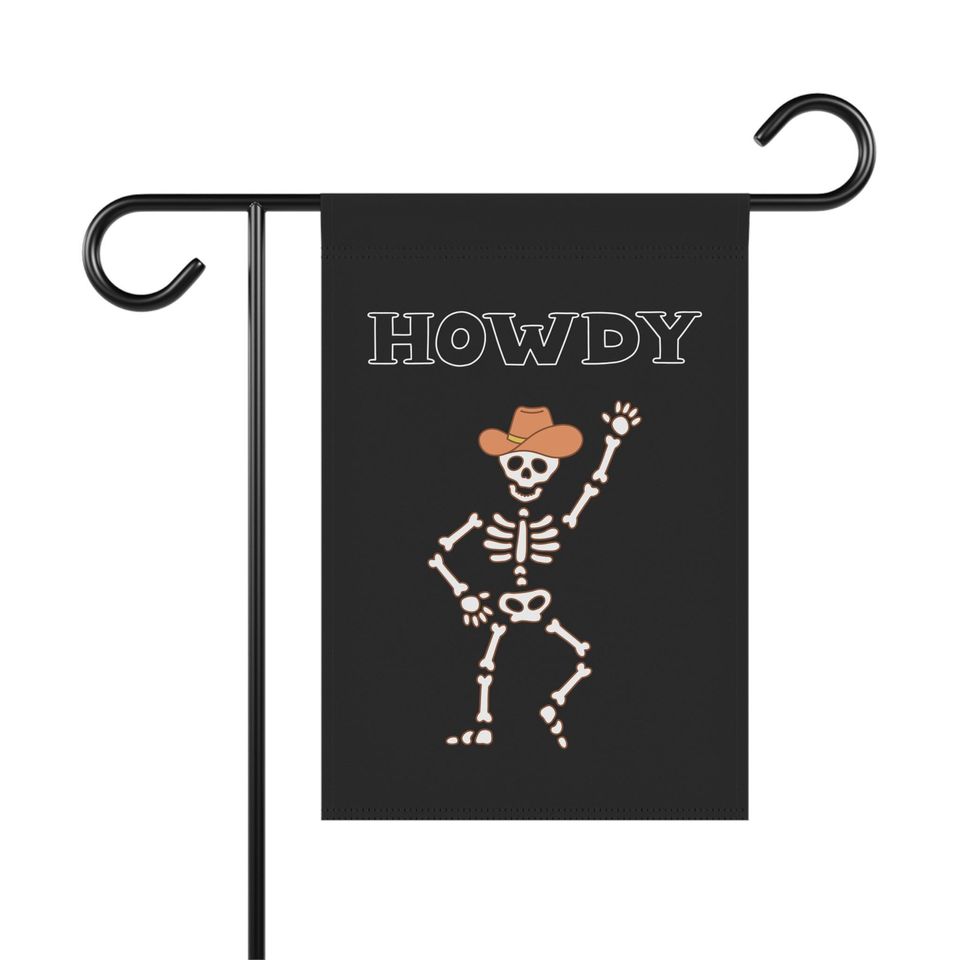 Halloween Decor Garden Flag with Howdy Dancing Skeleton Halloween