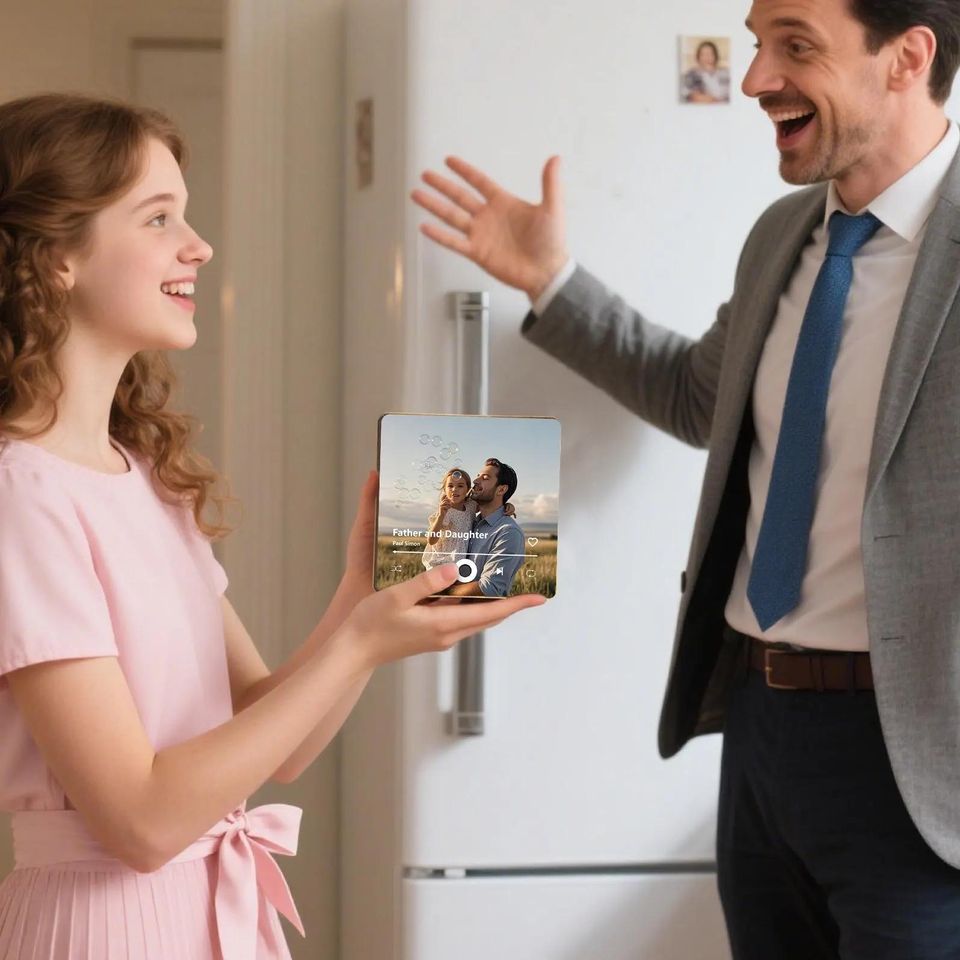 Personalized Music Fridge Magnet Custom Photo Song Refrigerator Ornament Christmas Gifts for Him Her