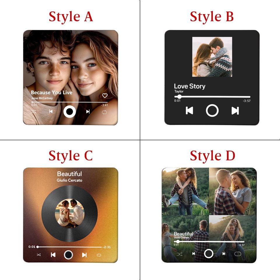Personalized Music Fridge Magnet Custom Photo Song Refrigerator Ornament Christmas Gifts for Him Her