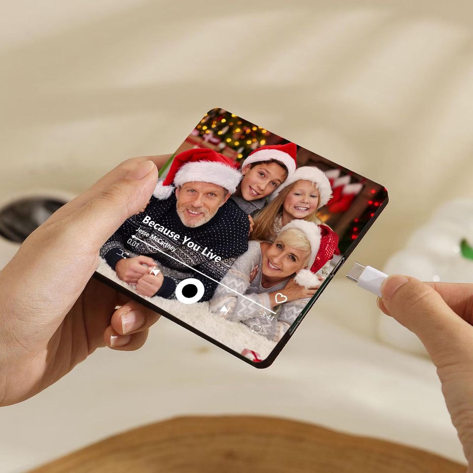 Personalized Music Fridge Magnet Custom Photo Song Refrigerator Ornament Christmas Gifts for Him Her