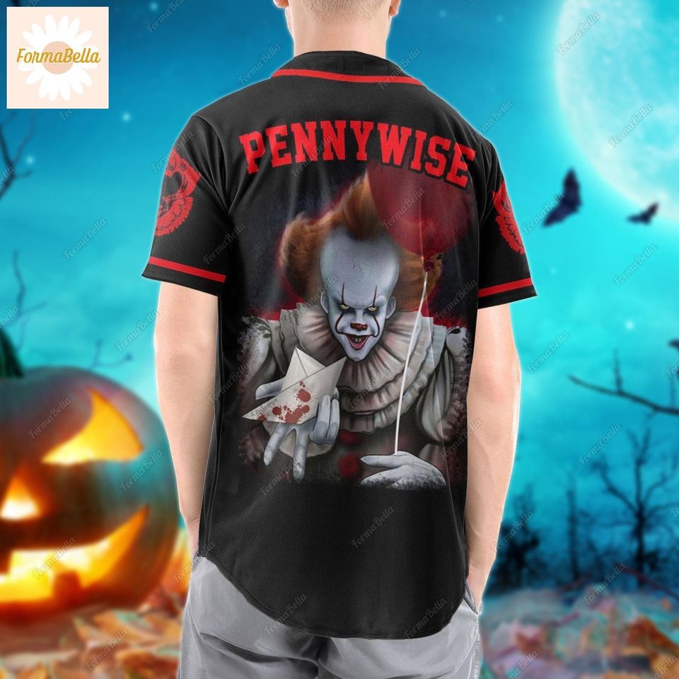 Halloween Pennywise Jersey Shirt, Personalized Baseball Jersey