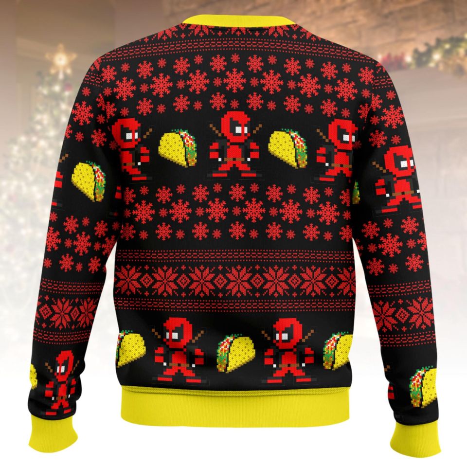 Deadpool Ugly Christmas Sweater, Funny Taco Xmas Sweater, Marvel Hero Ugly Sweater, Christmas Gift