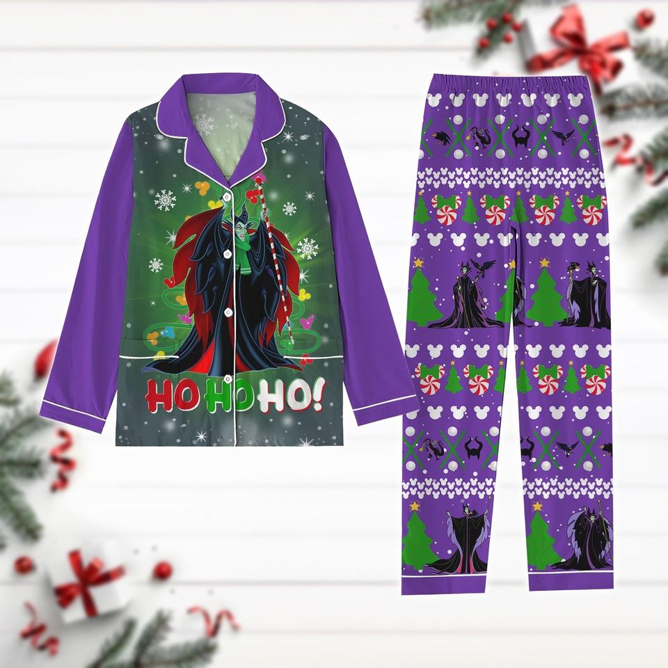 Christmas Maleficent Pajamas Set, Disney Villains Christmas