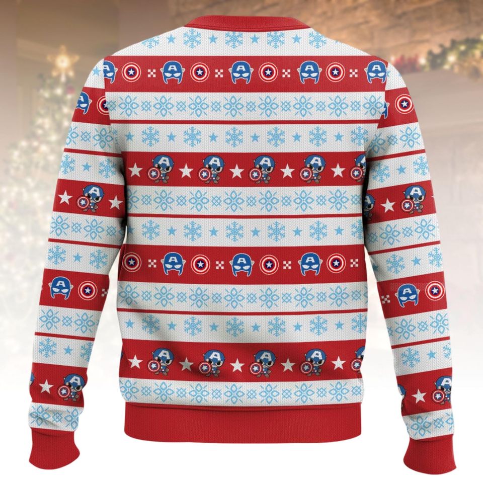 Captain America Ugly Christmas Sweater, Marvel Xmas Sweater, Superhero Ugly Sweater, Comic Book Sweater, Christmas Gift