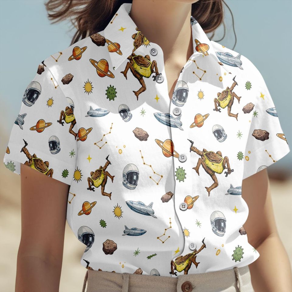 Space Sci Fi Hawaii Shirt, Project Hail Mary Rocky Button Shirt, Retro Bookish Summer Men Shirt, Andy Weir Gift, Booklist Lover Shirt