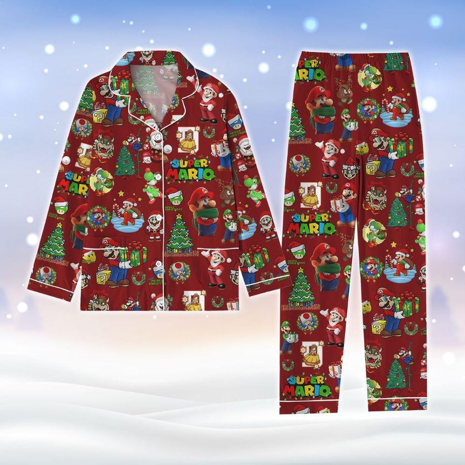 Christmas Super Mario Pajamas Set, Mario Family Pajamas, Super Mario Game Pajamas, Mario Bros Christmas Pajamas, Gift For Kids