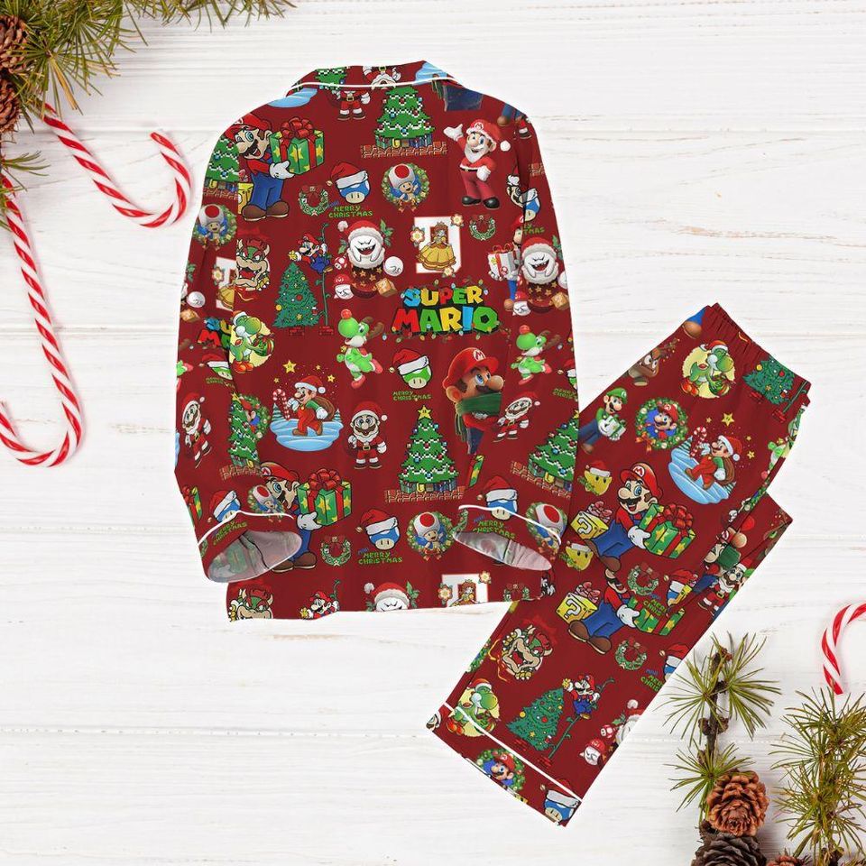 Christmas Super Mario Pajamas Set, Mario Family Pajamas, Super Mario Game Pajamas, Mario Bros Christmas Pajamas, Gift For Kids