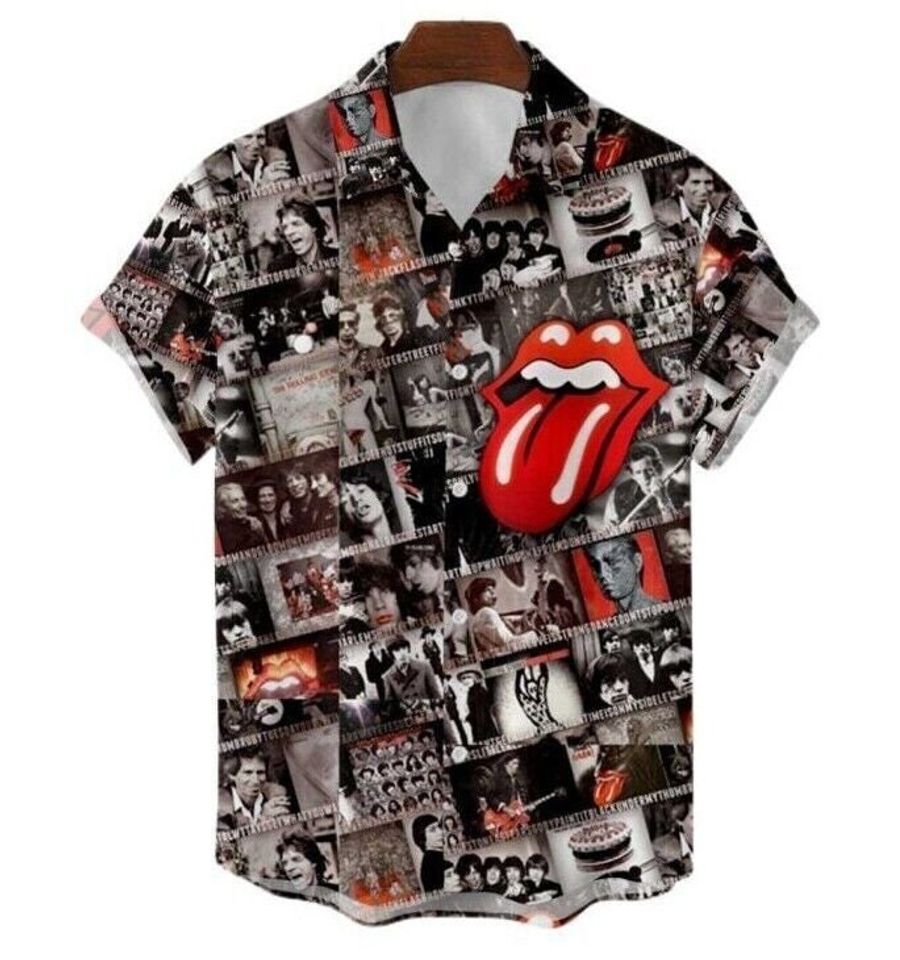 Rolling Stones Hawaiian shirt, Hawaiian shirt Men's Hawaiian Shirt, Hawaiian Beach Shirt, Button Downs Shirt