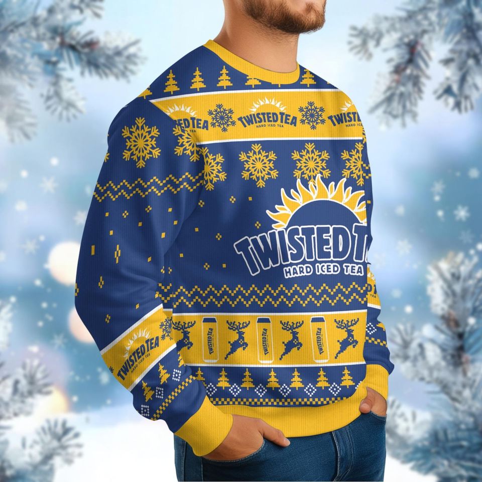 Twisted Tea Ugly Sweater, Hard Iced Tea Christmas Sweater, Tea Lover Holiday Sweater, Sweaters For Men, Gift For Him, Xmas Sweater