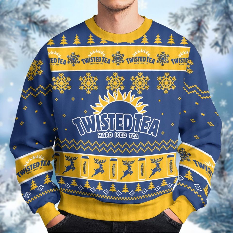 Twisted Tea Ugly Sweater, Hard Iced Tea Christmas Sweater, Tea Lover Holiday Sweater, Sweaters For Men, Gift For Him, Xmas Sweater