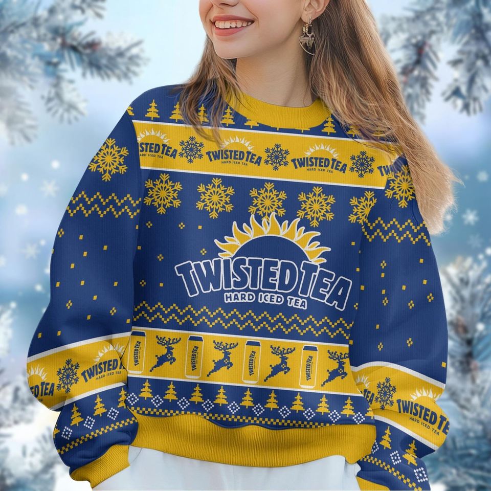 Twisted Tea Ugly Sweater, Hard Iced Tea Christmas Sweater, Tea Lover Holiday Sweater, Sweaters For Men, Gift For Him, Xmas Sweater