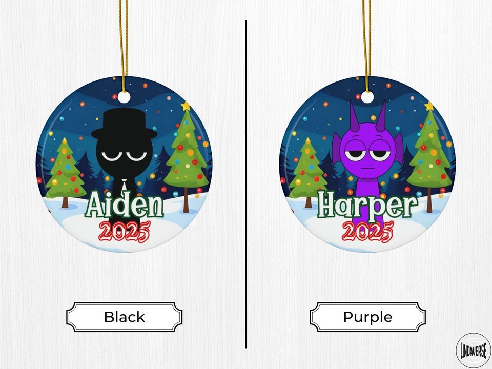 Personalized Sprunki Christmas Ornament: Custom Holiday Tree Decoration, Kids Gift 2025, Two-Sided Quirky Keepsake