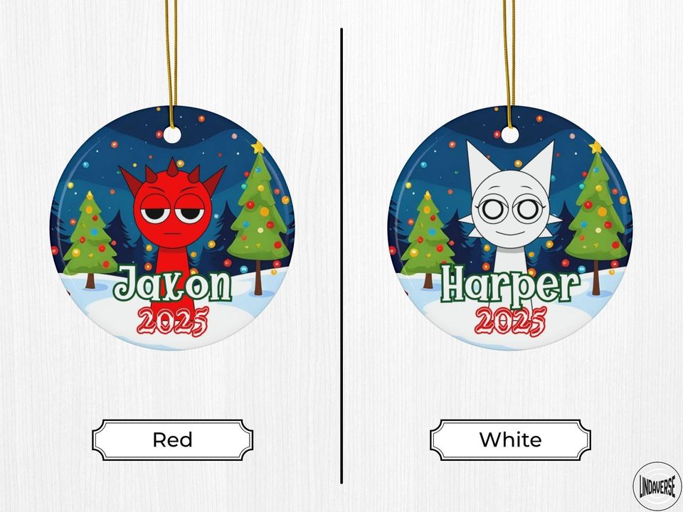 Personalized Sprunki Christmas Ornament: Custom Holiday Tree Decoration, Kids Gift 2025, Two-Sided Quirky Keepsake
