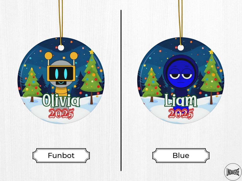 Personalized Sprunki Christmas Ornament: Custom Holiday Tree Decoration, Kids Gift 2025, Two-Sided Quirky Keepsake