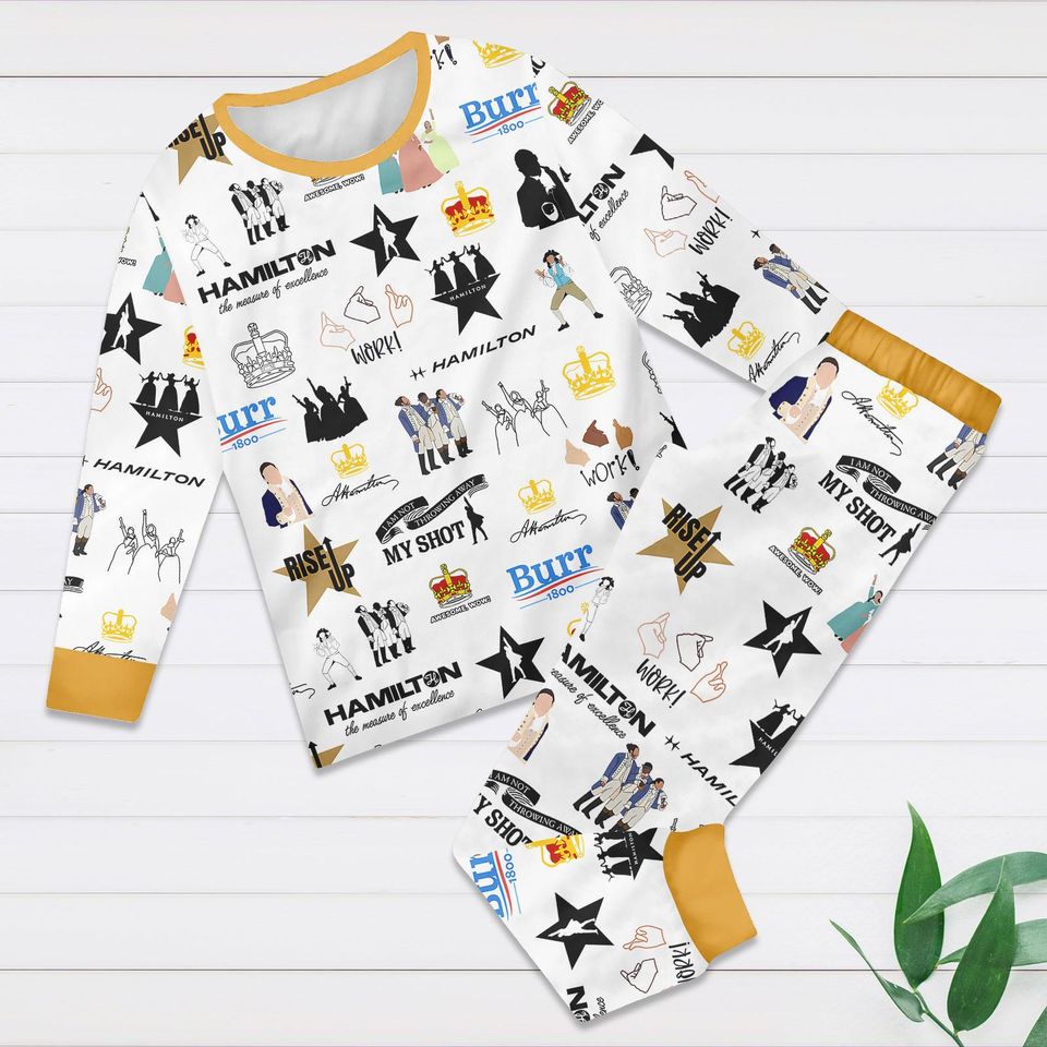 Hamilton Musical Pajama Set, Hamilton Broadway Loungewear Set, Alexander Hamilton Sleepwear, Broadway Matching Pajamas