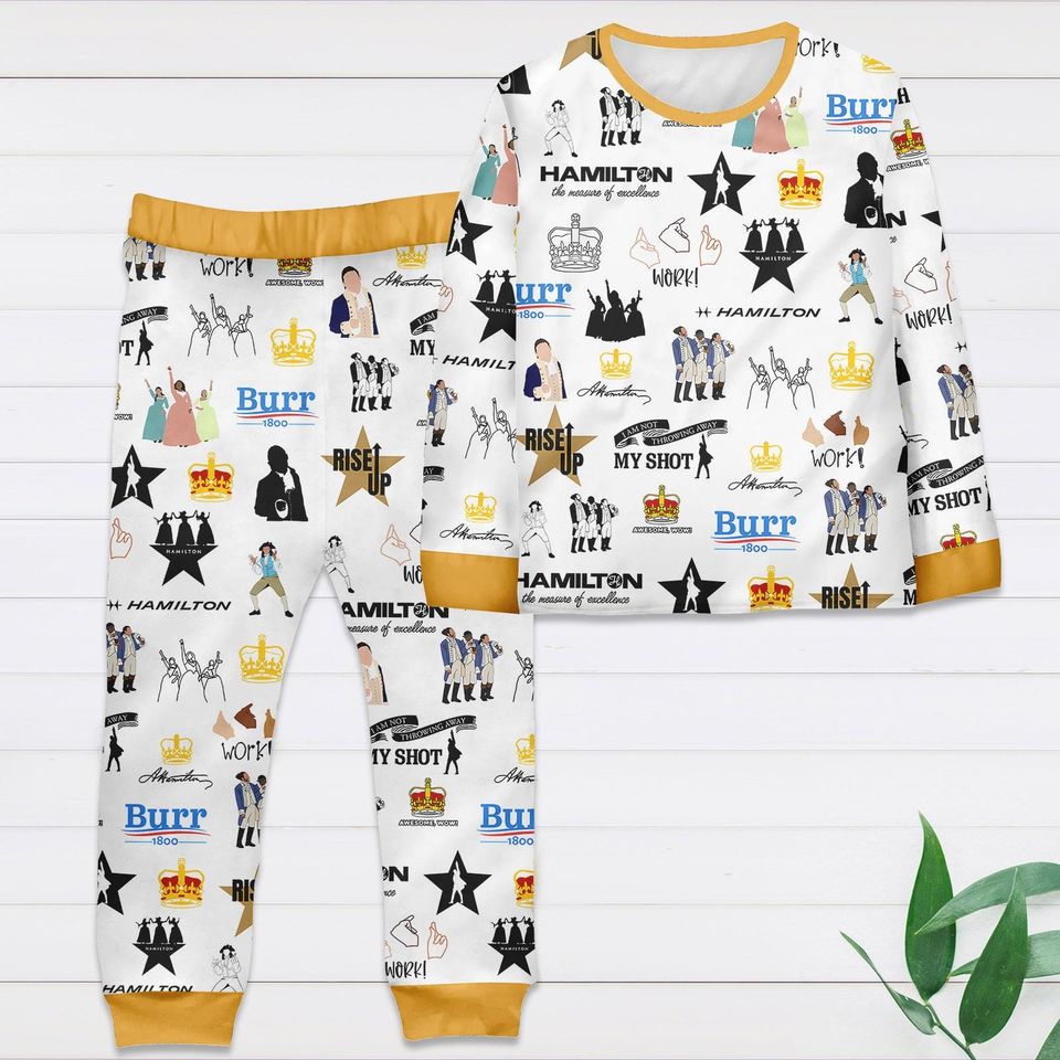 Hamilton Musical Pajama Set, Hamilton Broadway Loungewear Set, Alexander Hamilton Sleepwear, Broadway Matching Pajamas